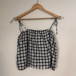 Everlane Gingham Black & White Top, sz. XL
